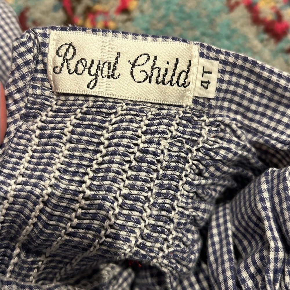 Smocked balloon dress 4T happy birthday blue Gingham k7050 - Picture 5 of 5